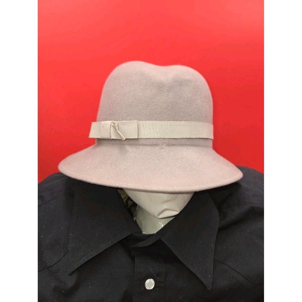 Vtg 1960s Bollman Doeskin Felt Wool Cloche Bucket Hat Mauve Taupe Union Made USA